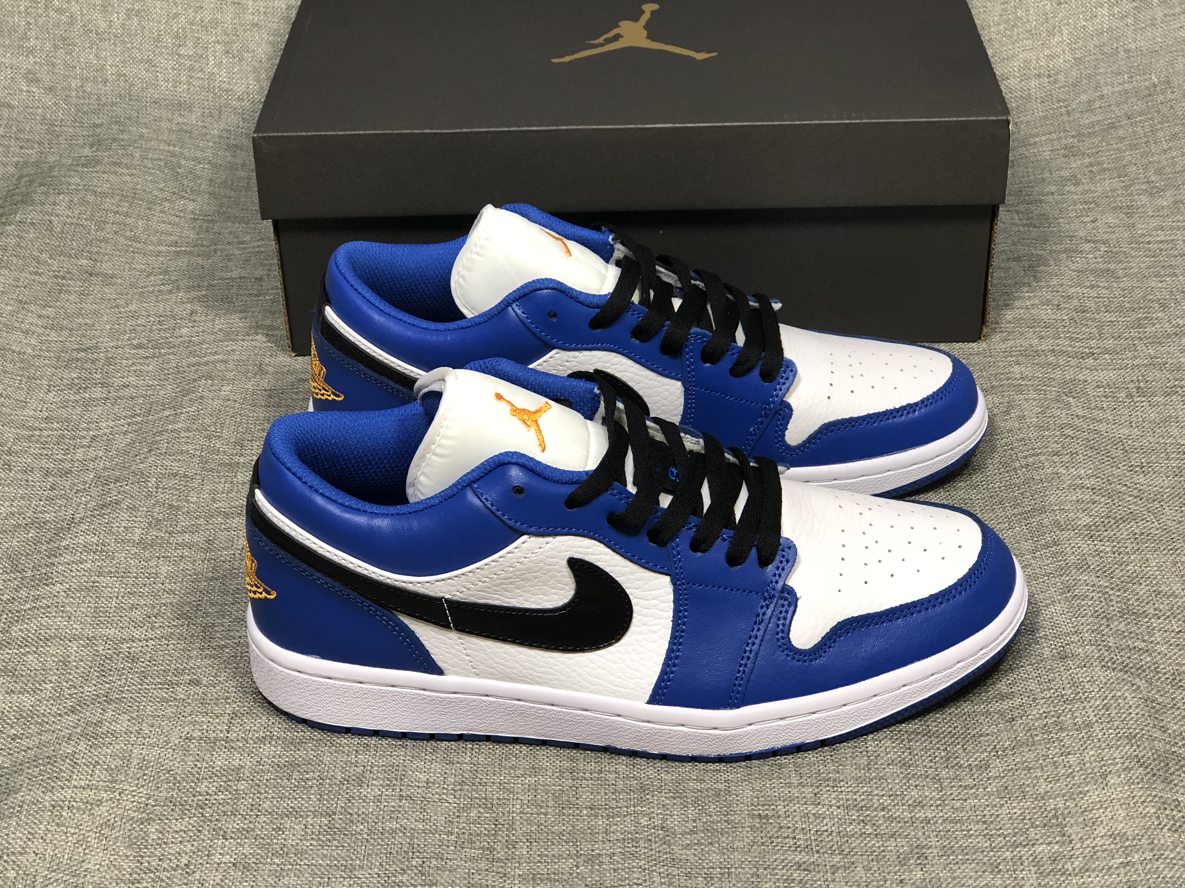 Air Jordan 1 Low Black Blue White Yellow Shoes - Click Image to Close